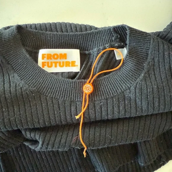 From Future Y2K 100% Wool Black Ribbed Sweater With Heart Cut Out NWT - Picture 4 of 5